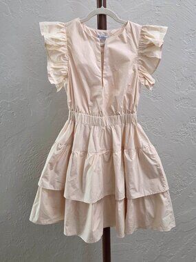 D58. Cream Ruffle Tiered Dress